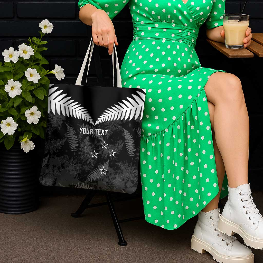 Custom New Zealand Silver Fern Football Tote Bag Go Aotearoa Grunge Black LT14 - Polynesian Pride