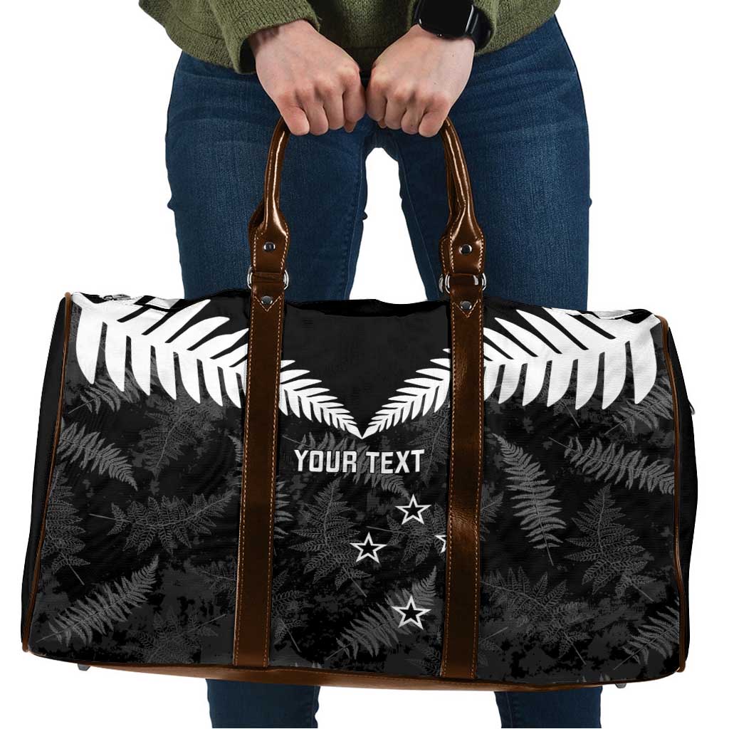 Custom New Zealand Silver Fern Football Travel Bag Go Aotearoa Grunge Black LT14 Black - Polynesian Pride