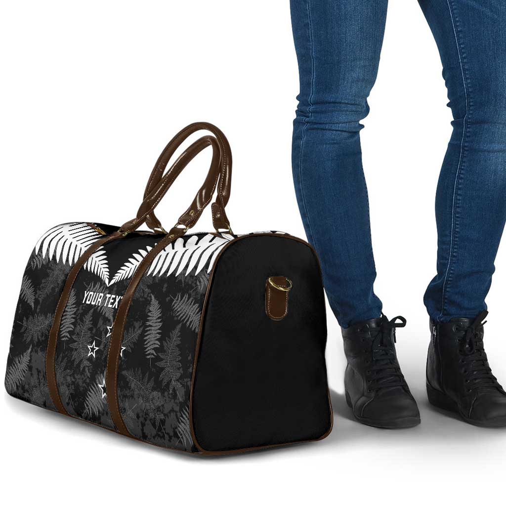 Custom New Zealand Silver Fern Football Travel Bag Go Aotearoa Grunge Black LT14 - Polynesian Pride