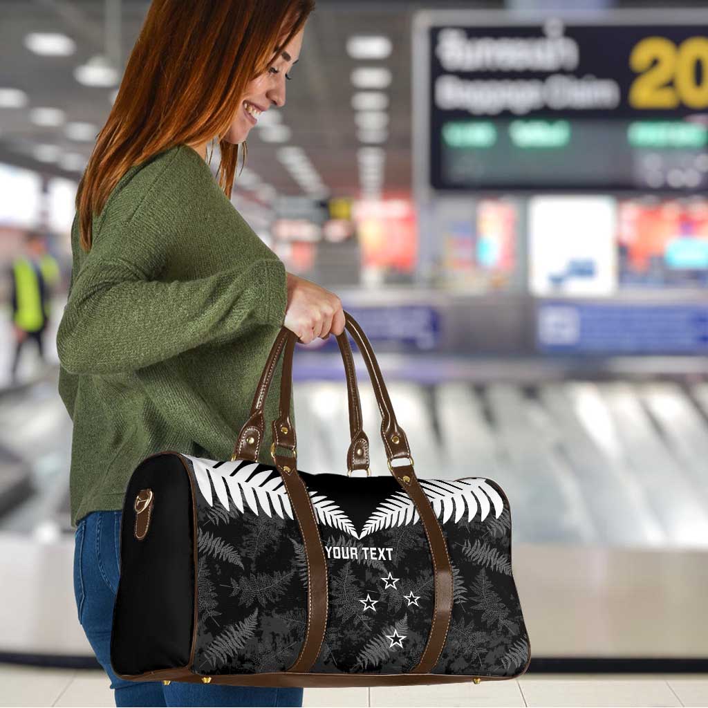 Custom New Zealand Silver Fern Football Travel Bag Go Aotearoa Grunge Black LT14 - Polynesian Pride