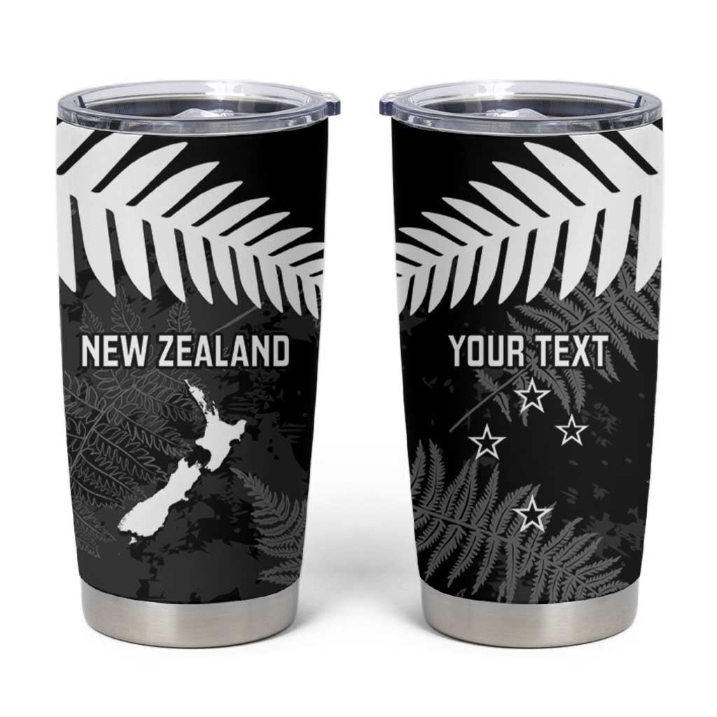 Custom New Zealand Silver Fern Football Tumbler Cup Go Aotearoa Grunge Black LT14 Black - Polynesian Pride