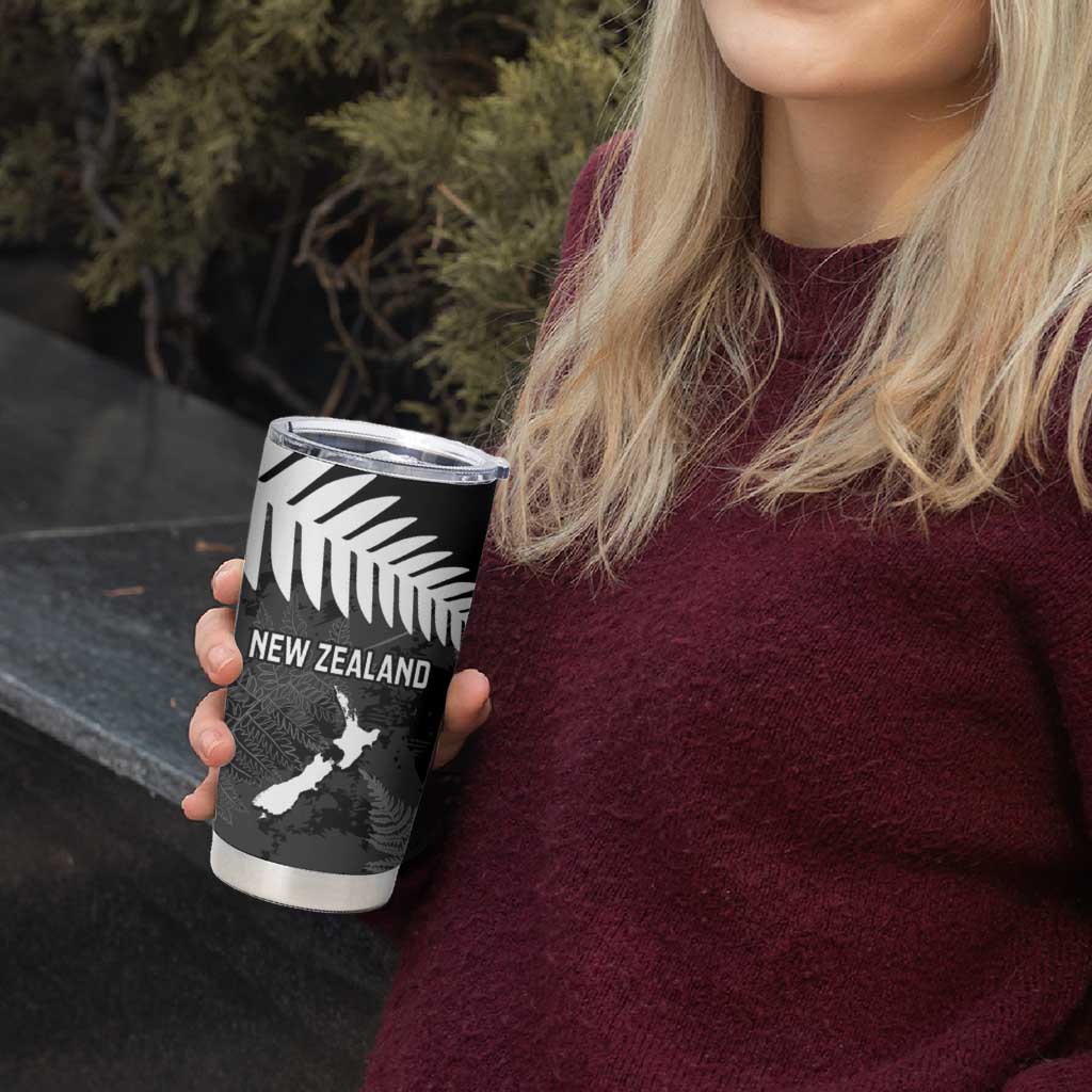 Custom New Zealand Silver Fern Football Tumbler Cup Go Aotearoa Grunge Black LT14 - Polynesian Pride