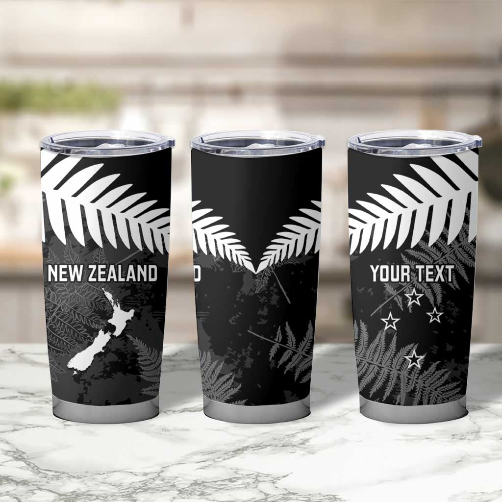 Custom New Zealand Silver Fern Football Tumbler Cup Go Aotearoa Grunge Black LT14 - Polynesian Pride