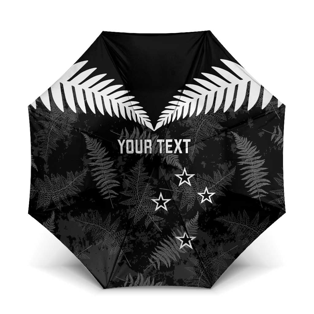 Custom New Zealand Silver Fern Football Umbrella Go Aotearoa Grunge Black LT14 One Size Folded 11.42 inch Opened Diameter 37.4 inch Black - Polynesian Pride