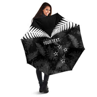 Custom New Zealand Silver Fern Football Umbrella Go Aotearoa Grunge Black LT14 - Polynesian Pride