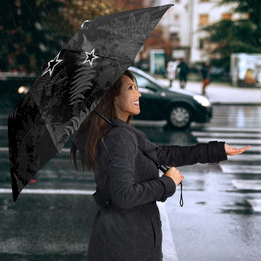 Custom New Zealand Silver Fern Football Umbrella Go Aotearoa Grunge Black LT14 - Polynesian Pride