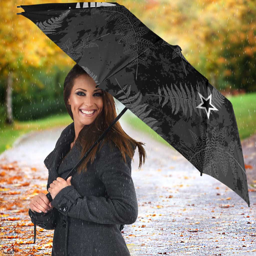 Custom New Zealand Silver Fern Football Umbrella Go Aotearoa Grunge Black LT14 - Polynesian Pride