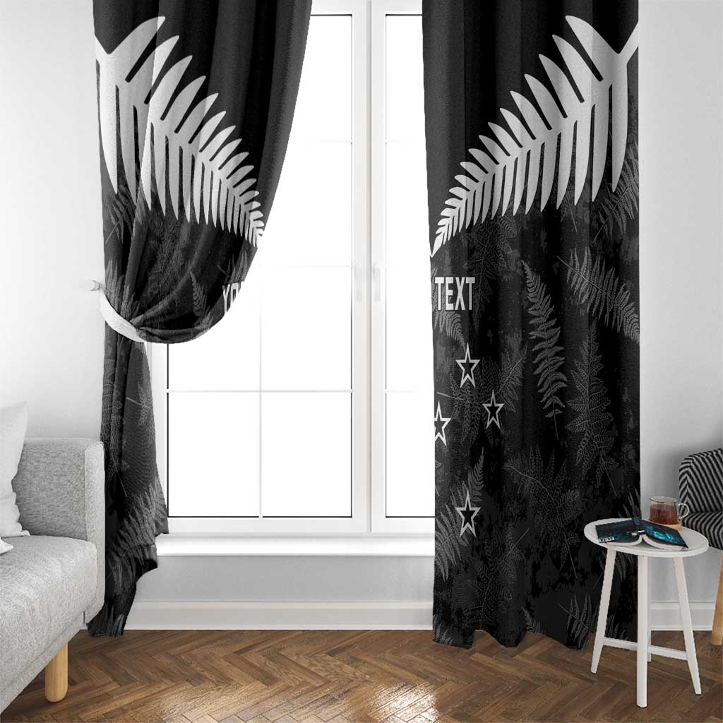Custom New Zealand Silver Fern Football Window Curtain Go Aotearoa Grunge Black LT14 - Polynesian Pride
