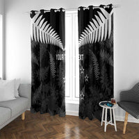 Custom New Zealand Silver Fern Football Window Curtain Go Aotearoa Grunge Black LT14 With Grommets Black - Polynesian Pride
