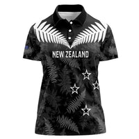 Custom New Zealand Silver Fern Football Women Polo Shirt Go Aotearoa Grunge Black - Polynesian Pride
