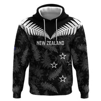 Custom New Zealand Silver Fern Football Zip Hoodie Go Aotearoa Grunge Black LT14 Pullover Hoodie Black - Polynesian Pride