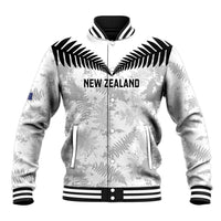 Custom New Zealand Silver Fern Football Baseball Jacket Go Aotearoa Grunge White LT14 Unisex White - Polynesian Pride