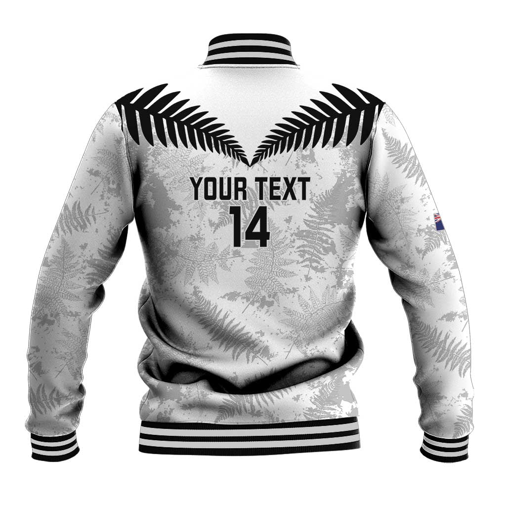 Custom New Zealand Silver Fern Football Baseball Jacket Go Aotearoa Grunge White LT14 - Polynesian Pride