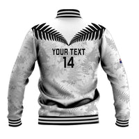 Custom New Zealand Silver Fern Football Baseball Jacket Go Aotearoa Grunge White LT14 - Polynesian Pride