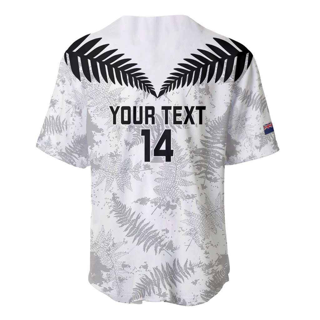 Custom New Zealand Silver Fern Football Baseball Jersey Go Aotearoa Grunge White LT14 - Polynesian Pride