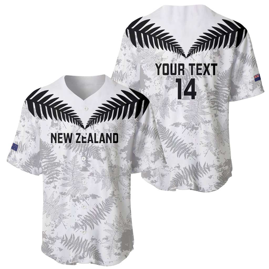 Custom New Zealand Silver Fern Football Baseball Jersey Go Aotearoa Grunge White LT14 - Polynesian Pride