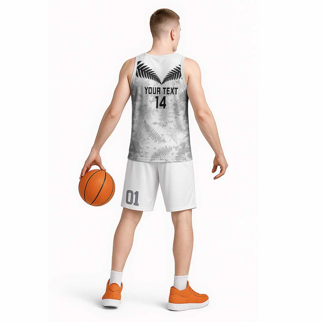 Custom New Zealand Silver Fern Football Basketball Jersey Go Aotearoa Grunge White - Polynesian Pride