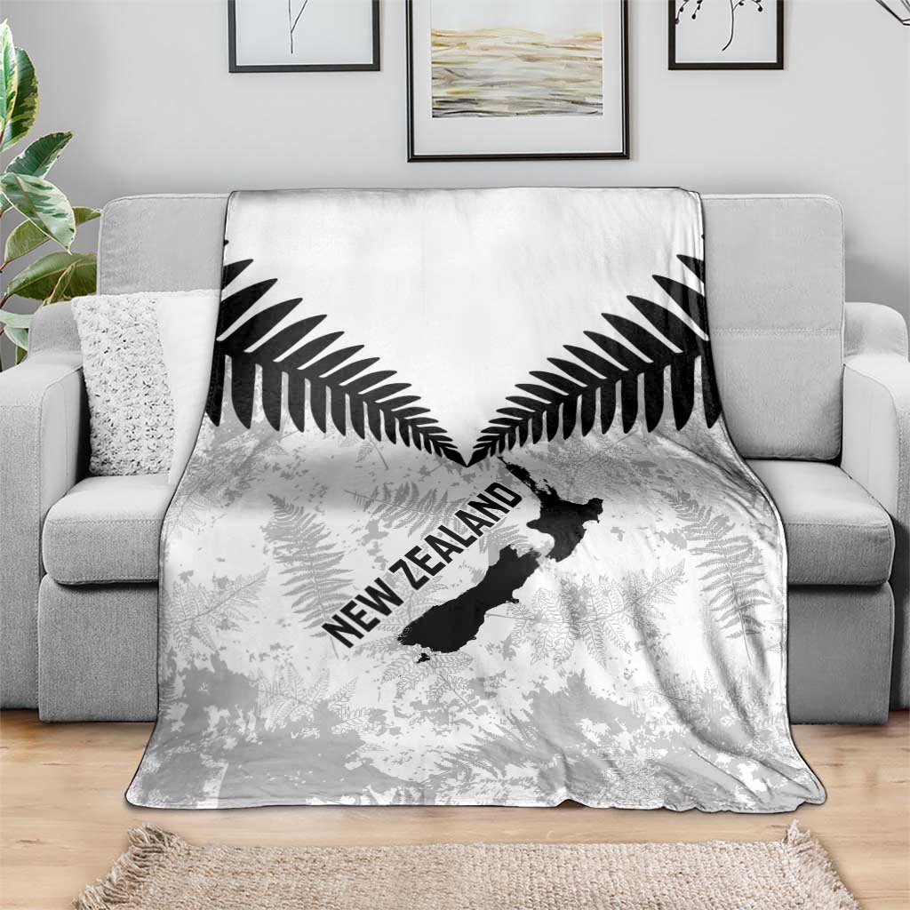 Custom New Zealand Silver Fern Football Blanket Go Aotearoa Grunge White LT14 - Polynesian Pride