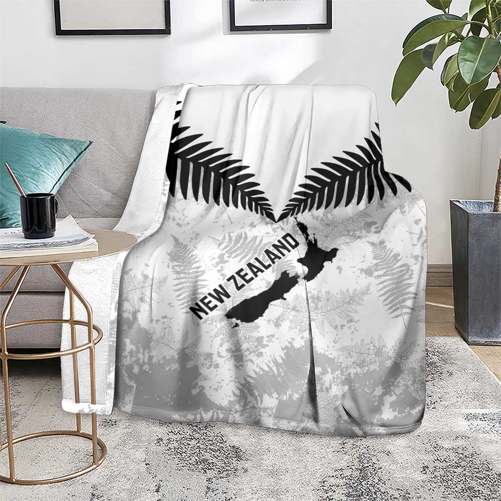 Custom New Zealand Silver Fern Football Blanket Go Aotearoa Grunge White LT14 - Polynesian Pride