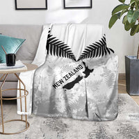 Custom New Zealand Silver Fern Football Blanket Go Aotearoa Grunge White LT14 - Polynesian Pride