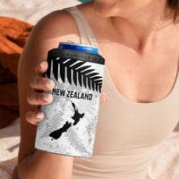 Custom New Zealand Silver Fern Football 4 in 1 Can Cooler Tumbler Go Aotearoa Grunge White - Polynesian Pride