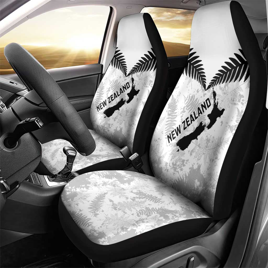 Custom New Zealand Silver Fern Football Car Seat Cover Go Aotearoa Grunge White LT14 - Polynesian Pride