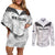 Custom New Zealand Silver Fern Football Couples Matching Off Shoulder Short Dress and Long Sleeve Button Shirt Go Aotearoa Grunge White - Polynesian Pride