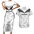 Custom New Zealand Silver Fern Football Couples Matching Short Sleeve Bodycon Dress and Hawaiian Shirt Go Aotearoa Grunge White - Polynesian Pride