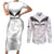 Custom New Zealand Silver Fern Football Couples Matching Short Sleeve Bodycon Dress and Long Sleeve Button Shirt Go Aotearoa Grunge White - Polynesian Pride