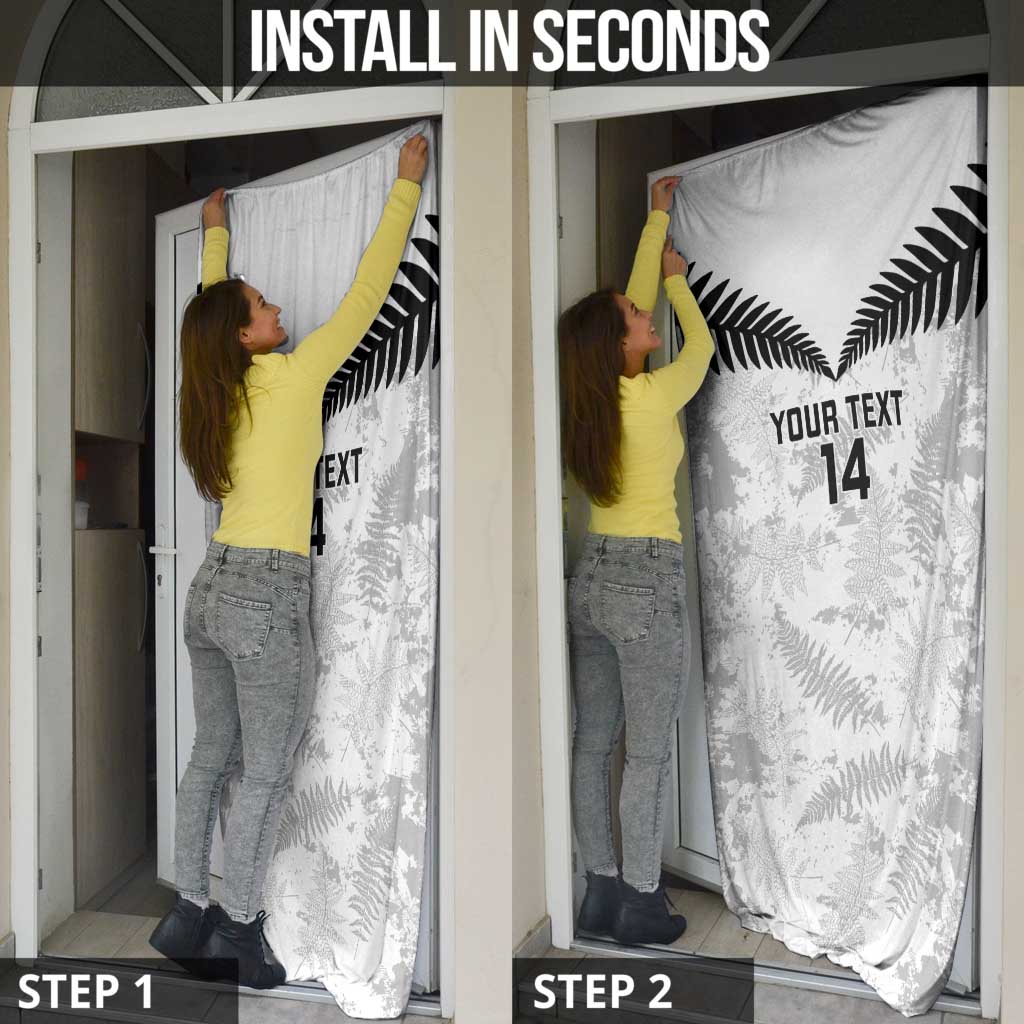 Custom New Zealand Silver Fern Football Door Cover Go Aotearoa Grunge White - Polynesian Pride