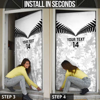Custom New Zealand Silver Fern Football Door Cover Go Aotearoa Grunge White - Polynesian Pride
