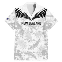 Custom New Zealand Silver Fern Football Family Matching Mermaid Dress and Hawaiian Shirt Go Aotearoa Grunge White LT14 Dad's Shirt - Short Sleeve White - Polynesian Pride