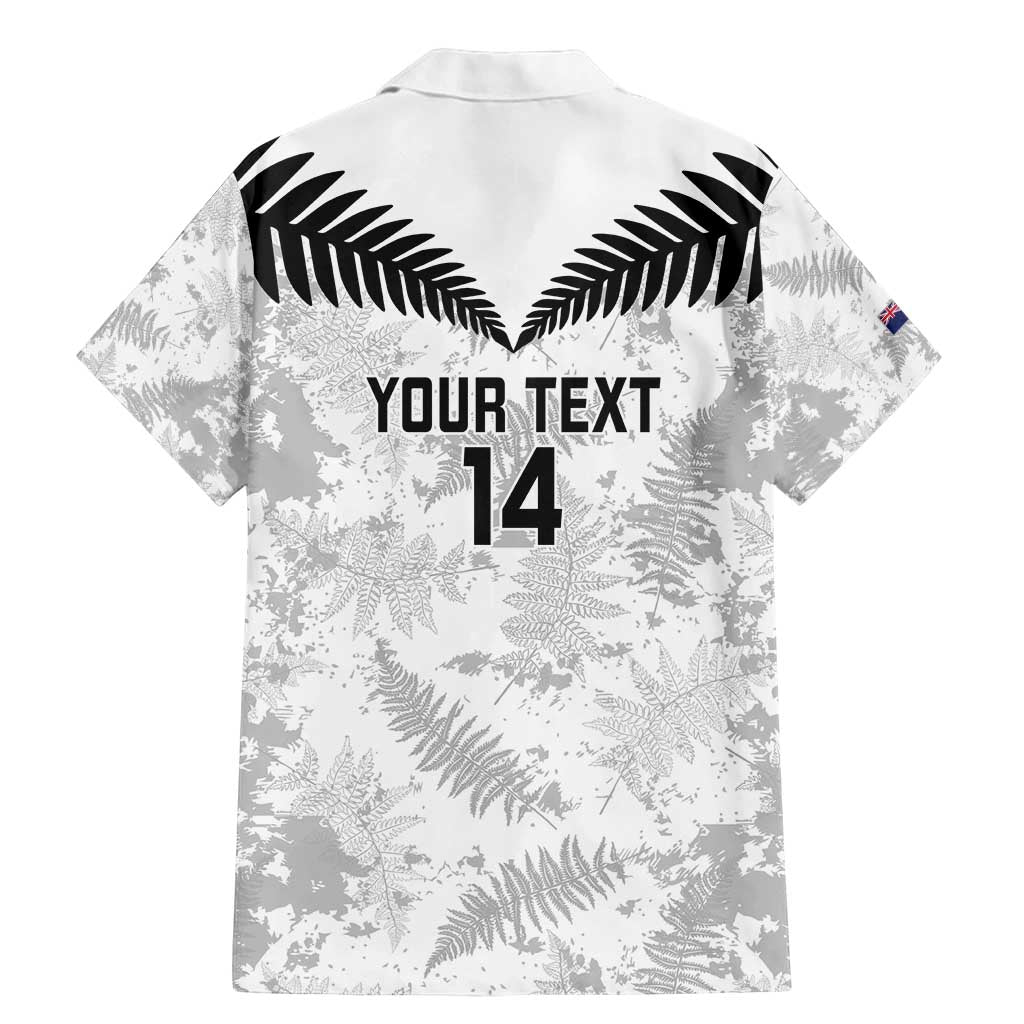 Custom New Zealand Silver Fern Football Family Matching Mermaid Dress and Hawaiian Shirt Go Aotearoa Grunge White LT14 - Polynesian Pride