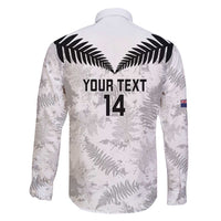 Custom New Zealand Silver Fern Football Family Matching Mermaid Dress and Hawaiian Shirt Go Aotearoa Grunge White LT14 - Polynesian Pride