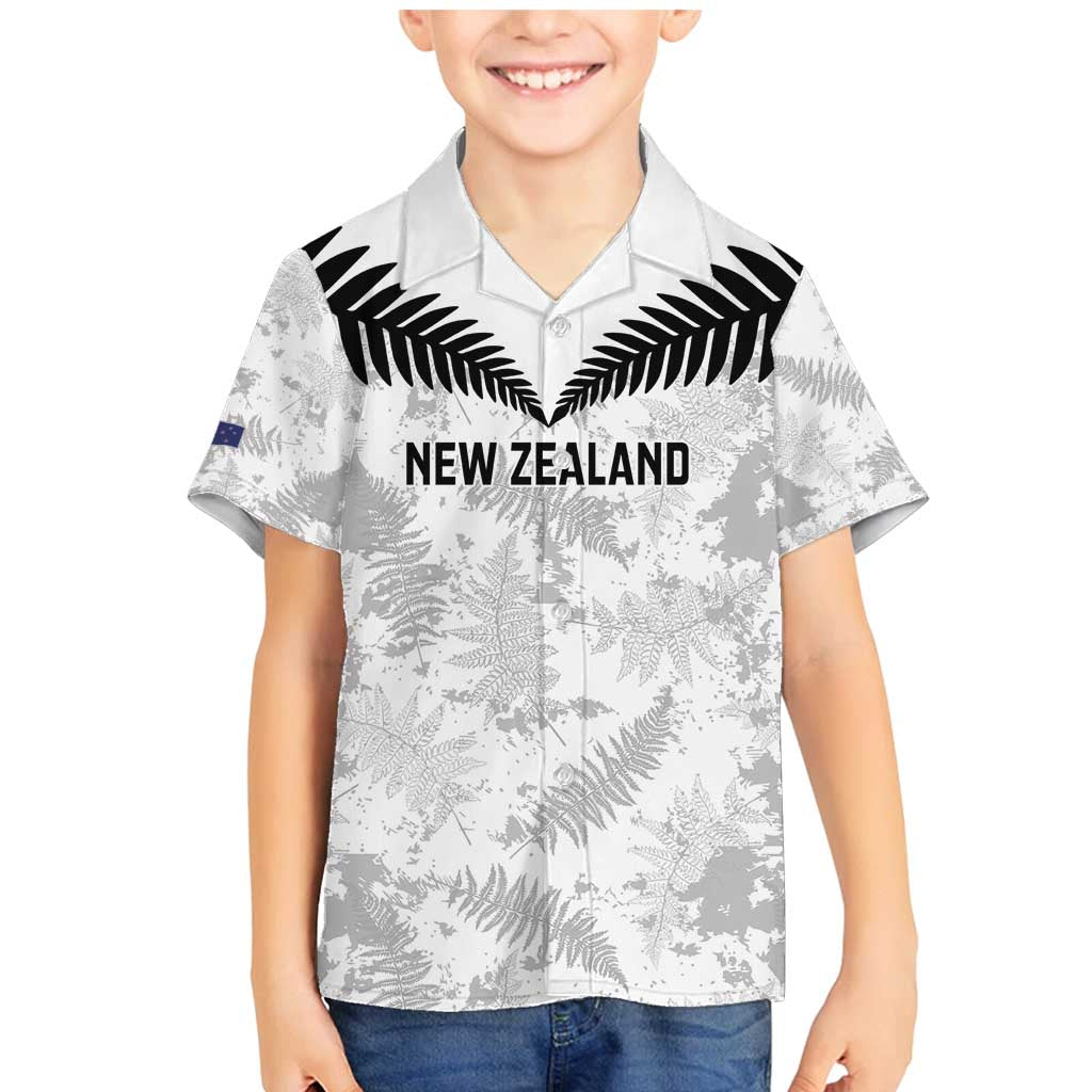 Custom New Zealand Silver Fern Football Family Matching Mermaid Dress and Hawaiian Shirt Go Aotearoa Grunge White LT14 Son's Shirt White - Polynesian Pride