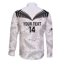 Custom New Zealand Silver Fern Football Family Matching Off The Shoulder Long Sleeve Dress and Hawaiian Shirt Go Aotearoa Grunge White LT14 - Polynesian Pride