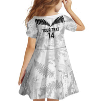 Custom New Zealand Silver Fern Football Family Matching Puletasi and Hawaiian Shirt Go Aotearoa Grunge White LT14 - Polynesian Pride