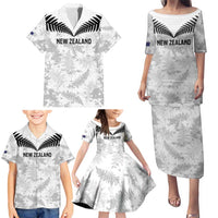 Custom New Zealand Silver Fern Football Family Matching Puletasi and Hawaiian Shirt Go Aotearoa Grunge White LT14 - Polynesian Pride