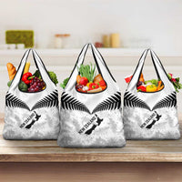 Custom New Zealand Silver Fern Football Grocery Bag Go Aotearoa Grunge White - Polynesian Pride