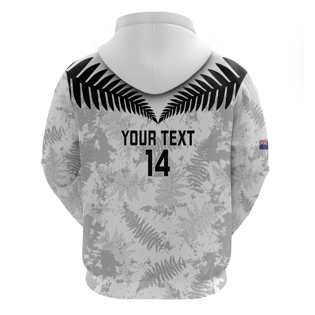 Custom New Zealand Silver Fern Football Hoodie Go Aotearoa Grunge White LT14 - Polynesian Pride