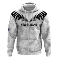 Custom New Zealand Silver Fern Football Hoodie Go Aotearoa Grunge White LT14 Zip Hoodie White - Polynesian Pride