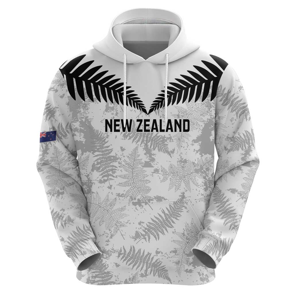 Custom New Zealand Silver Fern Football Hoodie Go Aotearoa Grunge White LT14 - Polynesian Pride