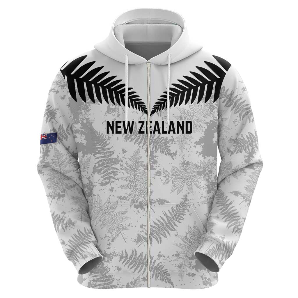 Custom New Zealand Silver Fern Football Hoodie Go Aotearoa Grunge White LT14 - Polynesian Pride