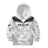 Custom New Zealand Silver Fern Football Kid Hoodie Go Aotearoa Grunge White LT14 Hoodie White - Polynesian Pride