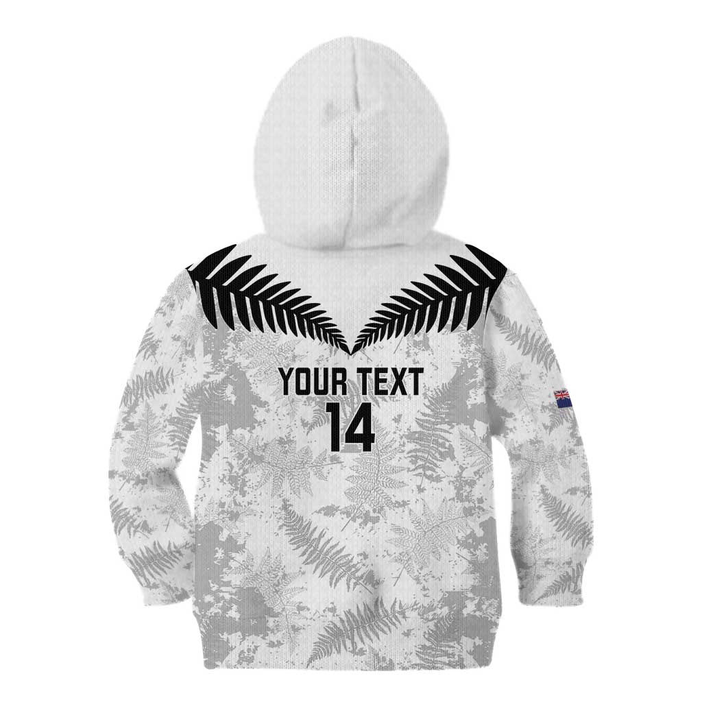 Custom New Zealand Silver Fern Football Kid Hoodie Go Aotearoa Grunge White LT14 - Polynesian Pride