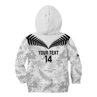 Custom New Zealand Silver Fern Football Kid Hoodie Go Aotearoa Grunge White LT14 - Polynesian Pride