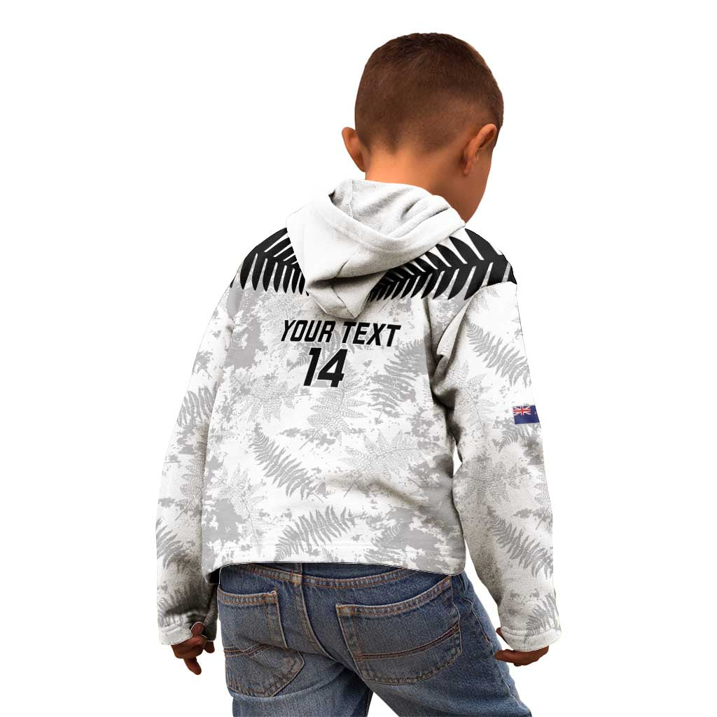 Custom New Zealand Silver Fern Football Kid Hoodie Go Aotearoa Grunge White LT14 - Polynesian Pride