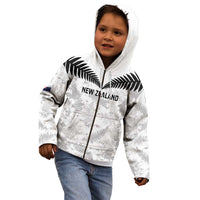Custom New Zealand Silver Fern Football Kid Hoodie Go Aotearoa Grunge White LT14 - Polynesian Pride