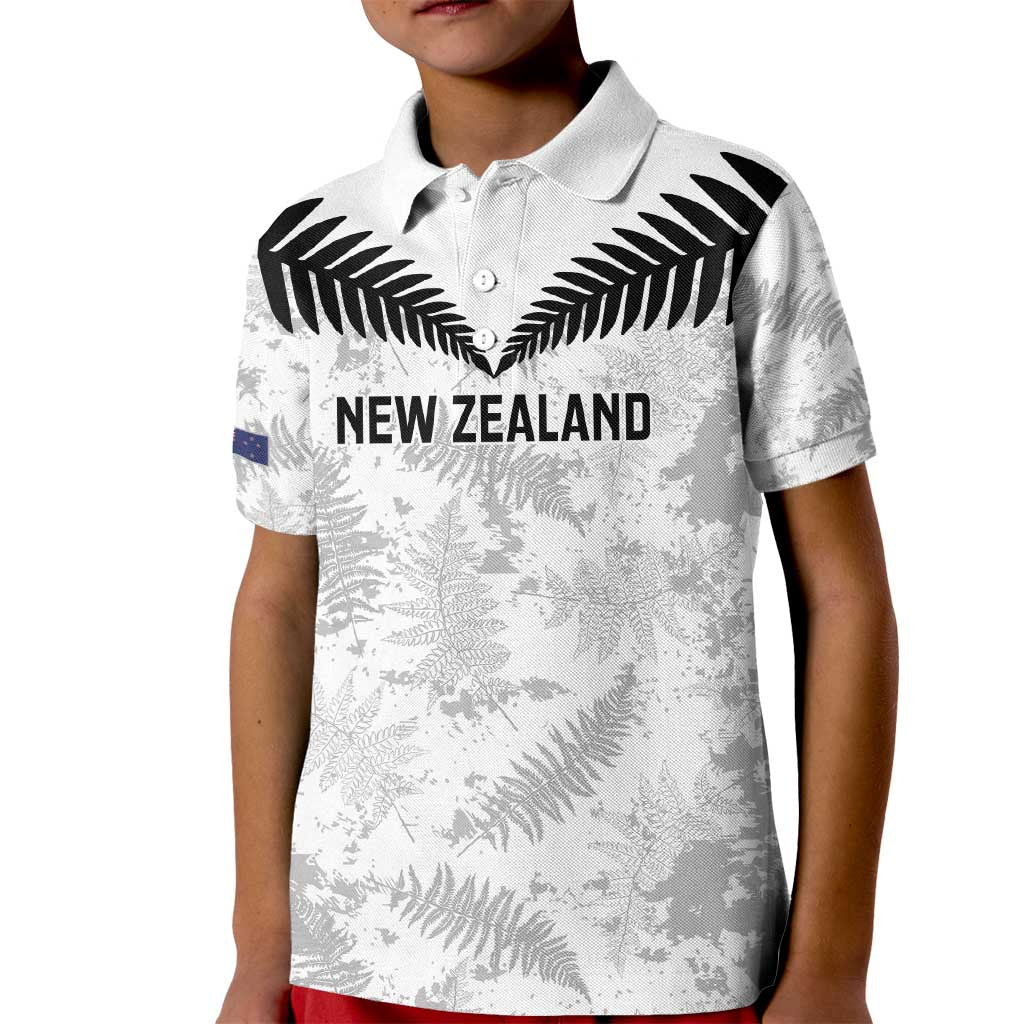 Custom New Zealand Silver Fern Football Kid Polo Shirt Go Aotearoa Grunge White LT14 Kid White - Polynesian Pride