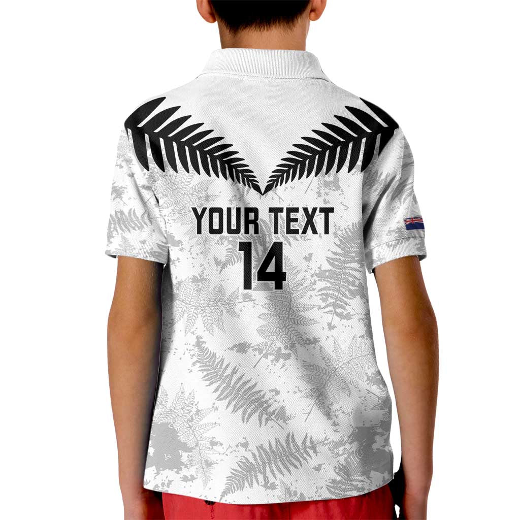 Custom New Zealand Silver Fern Football Kid Polo Shirt Go Aotearoa Grunge White LT14 - Polynesian Pride